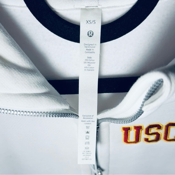 Lululemon x USC Trojans Scuba Oversized White 1/2 Zip Hoodie Size XS/S - Picture 3 of 10